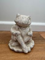 Kikker - wit/bruin - gips - 15 cm hoog, Verzamelen, Beelden en Beeldjes, Ophalen of Verzenden, Zo goed als nieuw, Dier
