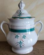 BOCH La Louvière Suikerpot groene bloemen & vergulding 1880, Antiek en Kunst, Antiek | Servies los, Ophalen of Verzenden