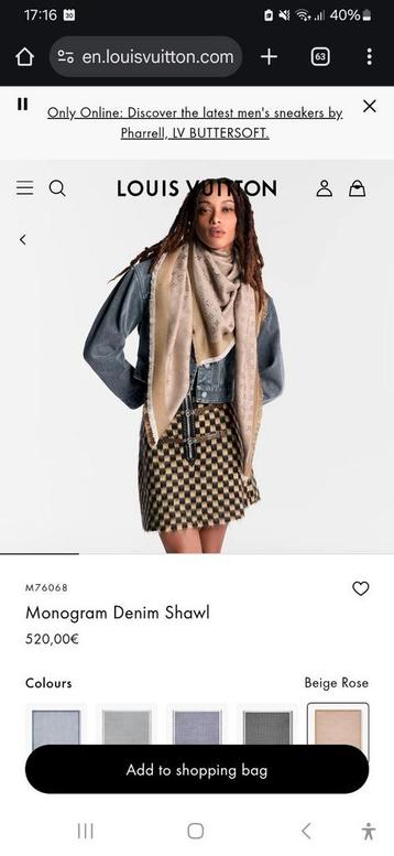 Louis vuitton sjaal beige (nieuw)  beschikbaar voor biedingen