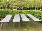 4 stuks biertafel biertafels picknicktafel 220x50, Tuin en Terras, Picknicktafels, Ophalen, Gebruikt, Staal, Inklapbaar