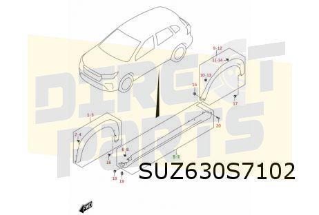 Suzuki S-Cross (1/22-) (JY / AKK) dorpelafdekking Rechts (5P, Auto-onderdelen, Carrosserie en Plaatwerk, Spatbord, Suzuki, Nieuw