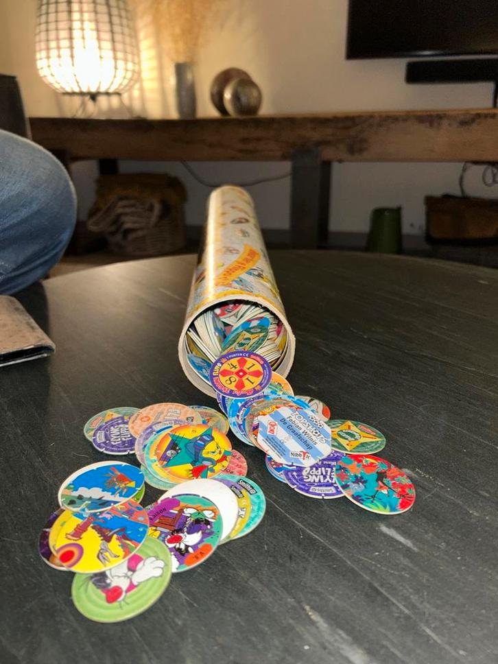 Grote Flippo Verzameling met Koker! Plusminus 700 stuks, Verzamelen, Flippo's, Verzameling, Chester Cheetos, Met verzamelmap(pen)