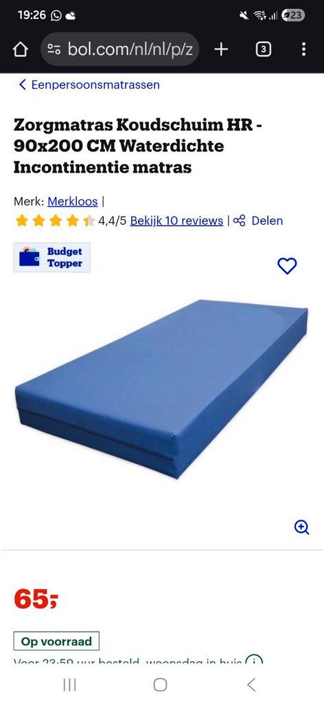 Zorgmatras Koudschuim 90x200 - Waterdicht & Incontinentie, Huis en Inrichting, Slaapkamer | Matrassen en Bedbodems, Nieuw, Matras