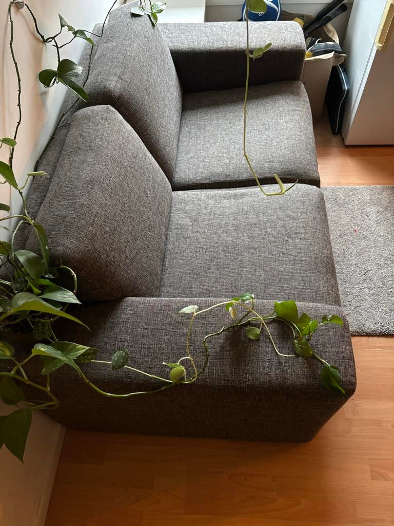 Grijze tweepersoons bank - compact formaat, Ophalen, Gebruikt, 150 tot 200 cm, Tweepersoons