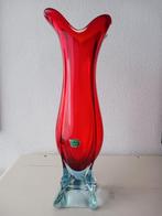 Grote Murano Vaas Rood/Blauw - 44cm, Antiek en Kunst, Antiek | Glas en Kristal, Ophalen of Verzenden