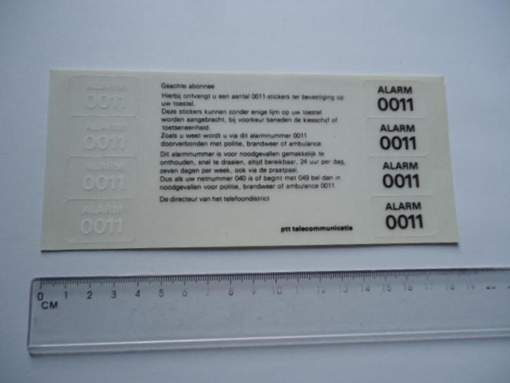 sticker oud ALARM VEL Telefoon ptt vintage telecommunicatie, Verzamelen, Stickers, Zo goed als nieuw, Bedrijf of Vereniging, Verzenden