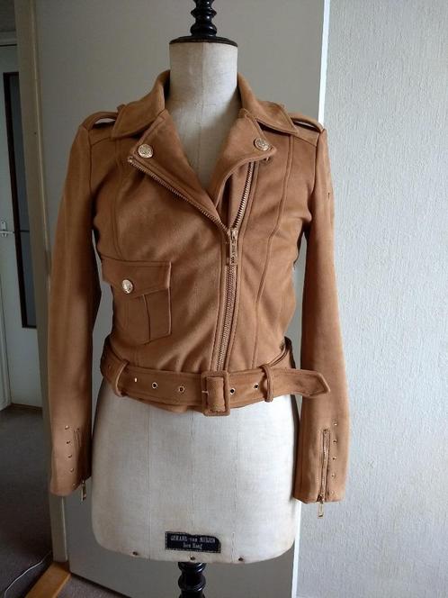 bikerjasje Josh V 36, Kleding | Dames, Jasjes, Kostuums en Pakken, Zo goed als nieuw, Jasje, Maat 36 (S), Beige, Verzenden