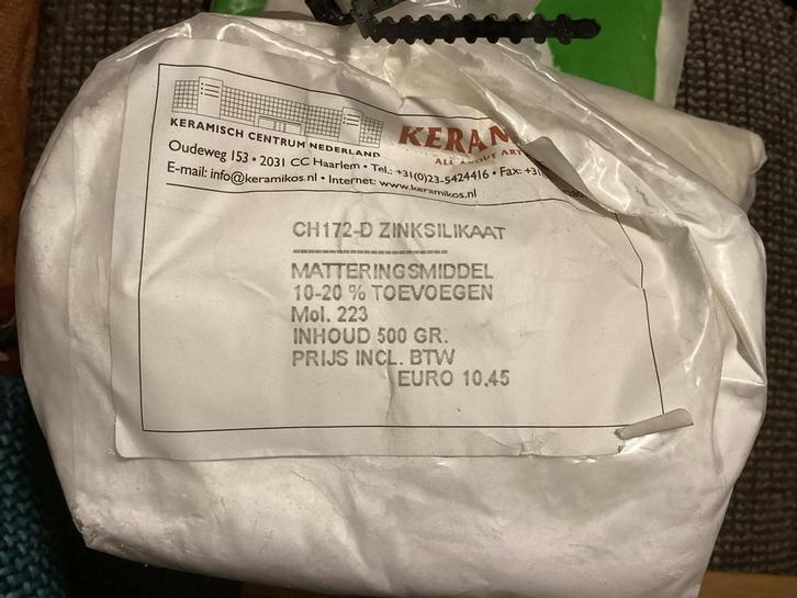 Keramikos CH172-D Zinksilikaat Matteringsmiddel, Hobby en Vrije tijd, Pottenbakken, Nieuw, Ophalen of Verzenden