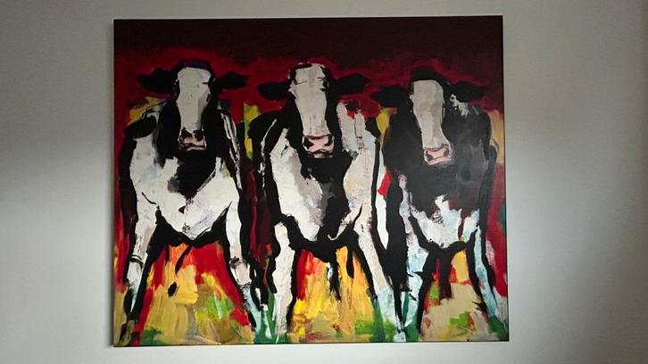 Polygrafiek "Koeientrio" van Frits van Eeden (120*100), Antiek en Kunst, Kunst | Schilderijen | Klassiek, Ophalen
