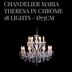 Kroonluchter CHANDELIER MARIA THERESA IN CHROME 18 LIGHTS, Huis en Inrichting, Lampen | Kroonluchters, Nieuw, Glas, Ophalen