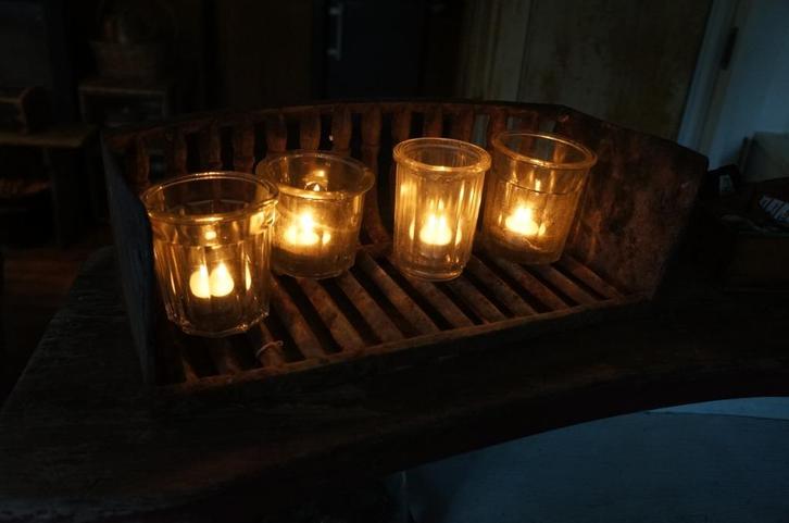 oude Franse glazen jampotjes / waxinelichtjes, Antiek en Kunst, Curiosa en Brocante, Ophalen