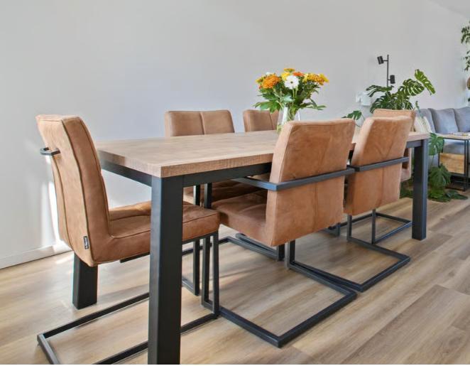 Eetkamerstoelen Jaxx Otis - Cognac - van de Bommel (6 stuks), Huis en Inrichting, Stoelen, Gebruikt, Vijf, Zes of meer stoelen