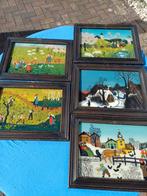 4 Jaargetijden Schilderijtjes - Handgemaakt, Antiek en Kunst, Ophalen of Verzenden
