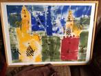 Prachtig Kleurrijke Schilderij in Lijst achter Glas, Antiek en Kunst, Kunst | Schilderijen | Abstract, Ophalen