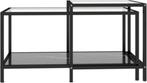 salontafel, set van 2, zwartbruin/glas, 90x50 cm, Minder dan 50 cm, Gebruikt, Rechthoekig, 50 tot 75 cm