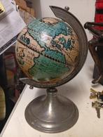 Vintage Wereldbol met Draken aan tinnen standaard, Ophalen of Verzenden, Gebruikt