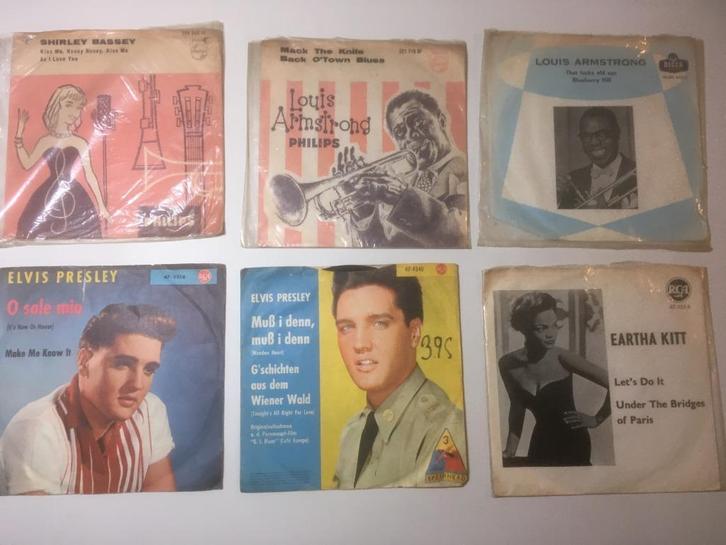 collectie 7" inch singles 24x Elvis Presley, Dietrich, Louis, Cd's en Dvd's, Vinyl Singles, Gebruikt, Single, Overige genres, 7 inch