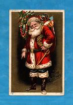 Mooie oude kerstkaart/reliéf N377 - kerstman met véél kado's, Verzenden, Voor 1920, Gelopen, Feest(dag)