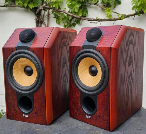 B&W CDM1 Red Cherry fineer Award Winner Made in England,igst, Audio, Tv en Foto, Luidsprekers, Gebruikt, Front, Rear of Stereo speakers
