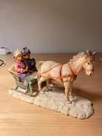 Antiek Paard met Slee Figuur, Ophalen of Verzenden