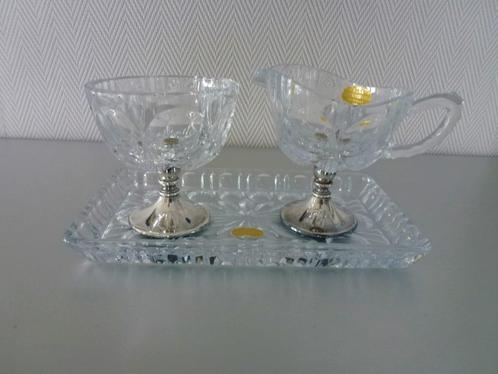 Art Deco roomstelletje van Bleikristall met verzilverde voet, Antiek en Kunst, Antiek | Glas en Kristal, Ophalen of Verzenden