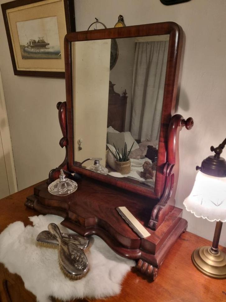 Mahonie spiegel, Antiek en Kunst, Antiek | Spiegels, 50 tot 100 cm, Minder dan 100 cm, Rechthoekig, Ophalen