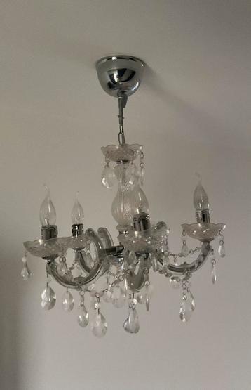 Kroonluchter zilver 5 lampen plafondlamp  beschikbaar voor biedingen