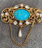 Vintage 1960-1980 vergulde filligrain broche -7.5 cm, Ophalen of Verzenden, Zo goed als nieuw, Goud, Overige materialen