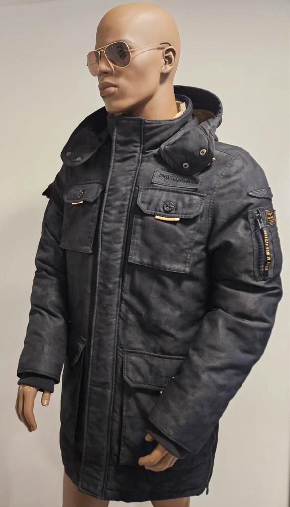 PME Legend "Camou Pilot" zwarte winterjas / Parka  (XXL), Kleding | Heren, Jassen | Winter, Zo goed als nieuw, Overige maten, Zwart