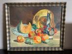 Geschilderd stilleven met fruit en fles Benedictine, Ophalen of Verzenden