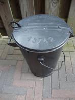 Zinken vuilnis emmer, zwart overgeschilderd., Ophalen, Gebruikt, Overige materialen, Minder dan 50 cm