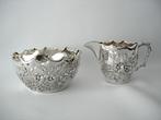Zilver Art Nouveau zilveren Roomstel Melkkan en Suikerschaal, Antiek en Kunst, Ophalen of Verzenden, Zilver