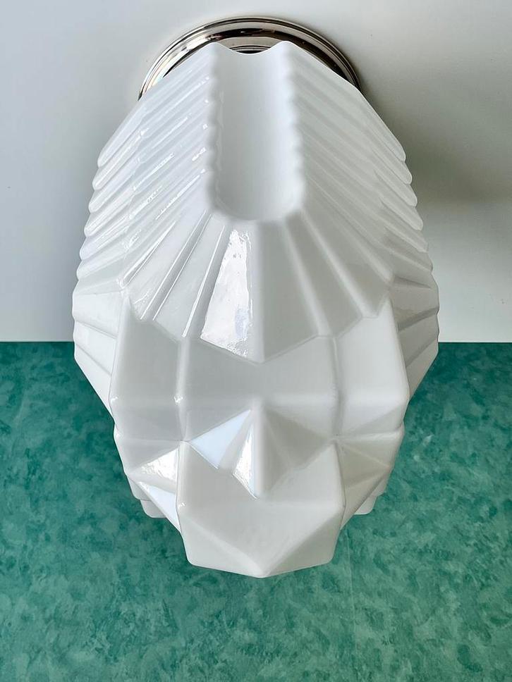 Art Deco Gispen Plafonniere model Chrysler, Huis en Inrichting, Lampen | Plafondlampen, Zo goed als nieuw, Glas, Metaal, Ophalen of Verzenden