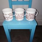 Vintage mokken met Oud Hollandse spreuken 3 stuks, Huis en Inrichting, Keuken | Servies, Ophalen, Glas of Glazen, Gebruikt, Overige stijlen