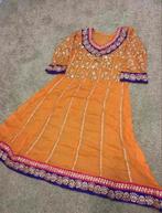 Indian bollywood anarkali oranje bewerkt kameez 3 delig, Ophalen of Verzenden, Zo goed als nieuw, Oranje, Overige typen