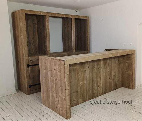 Bar met achterwand kast steigerhout mancave toonbank balie, Huis en Inrichting, Barren, Nieuw, Ophalen of Verzenden
