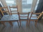 4 IVAR IKEA houten stoelen met kussens, Ophalen, Gebruikt, Scandinavisch, 4 tot 6 stoelen