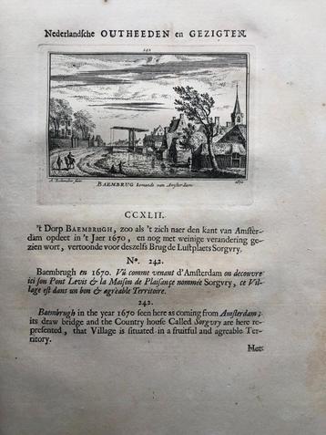 242 / Baambrugge komend vanaf Amsterdam Kopergravure 1732 beschikbaar voor biedingen