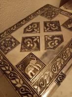 Zilverkleurige opbergbox/spiegel/fluweel binnenin, Antiek en Kunst, Ophalen of Verzenden