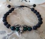 Heren Armband Ram Skull met Lavastenen., Overige materialen, Verzenden, Nieuw, Overige kleuren
