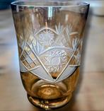 Boheems vaas kristal geslepen amber, Antiek en Kunst, Ophalen of Verzenden