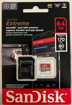 Nieuw: SanDisk Extreme microSD-kaart 64GB (170mb/s | 80mb/s), Audio, Tv en Foto, Fotografie | Geheugenkaarten, Nieuw, 64 GB, Fotocamera