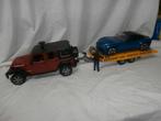 Bruder rode Jeep met aanhanger, blauwe Roadster, speelfiguur, Ophalen, Zo goed als nieuw