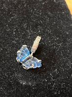 Pandora bedel blauw glas & zirkonia, Glas of Kristal, Pandora, Ophalen of Verzenden, Zo goed als nieuw