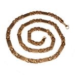 Koningsketting Heren Goudkleur RVS Platte Schakelsketting +, Sieraden, Tassen en Uiterlijk, Kettingen, Overige materialen, Birgitta-Gracht 33, 6465 EL Kerkrade, Nederland