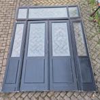 290hx222br Art nouveau deurenset met bovenlicht geetst glas, Doe-het-zelf en Verbouw, Ophalen, Gebruikt, Binnendeur, Vouwdeur