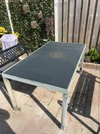 Tuintafel met glazen plaat, Tuin en Terras, Ophalen, Gebruikt, Rechthoekig, Aluminium