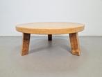 Brutalistische ronde salontafel massief eiken ´60 Japandi, Ophalen, 100 tot 150 cm, N, 50 tot 100 cm