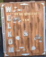 Bruiloft welkomstbord van hout, Ophalen, Zo goed als nieuw