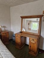 Een oud grenen kaptafel/bureau met spiegel, Ophalen, Gebruikt, 100 tot 150 cm, Landelijk/romantisch